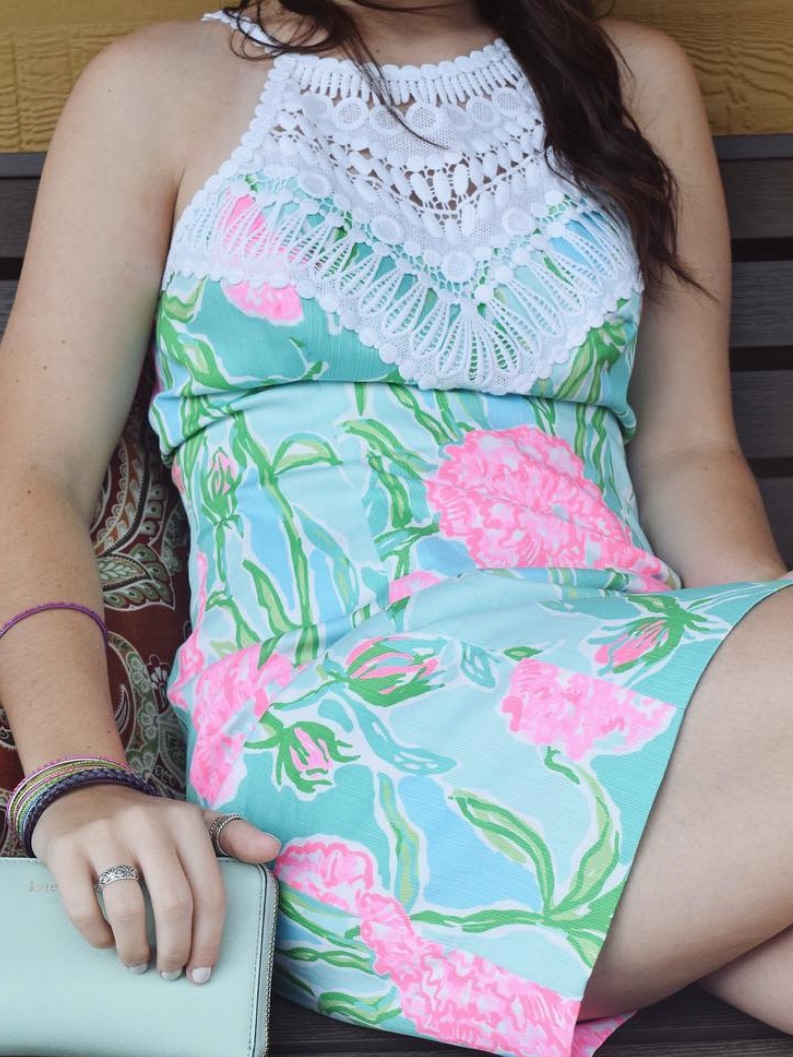 Lilly Pulitzer Mint & Pink Crochet-Trim Tank Dress